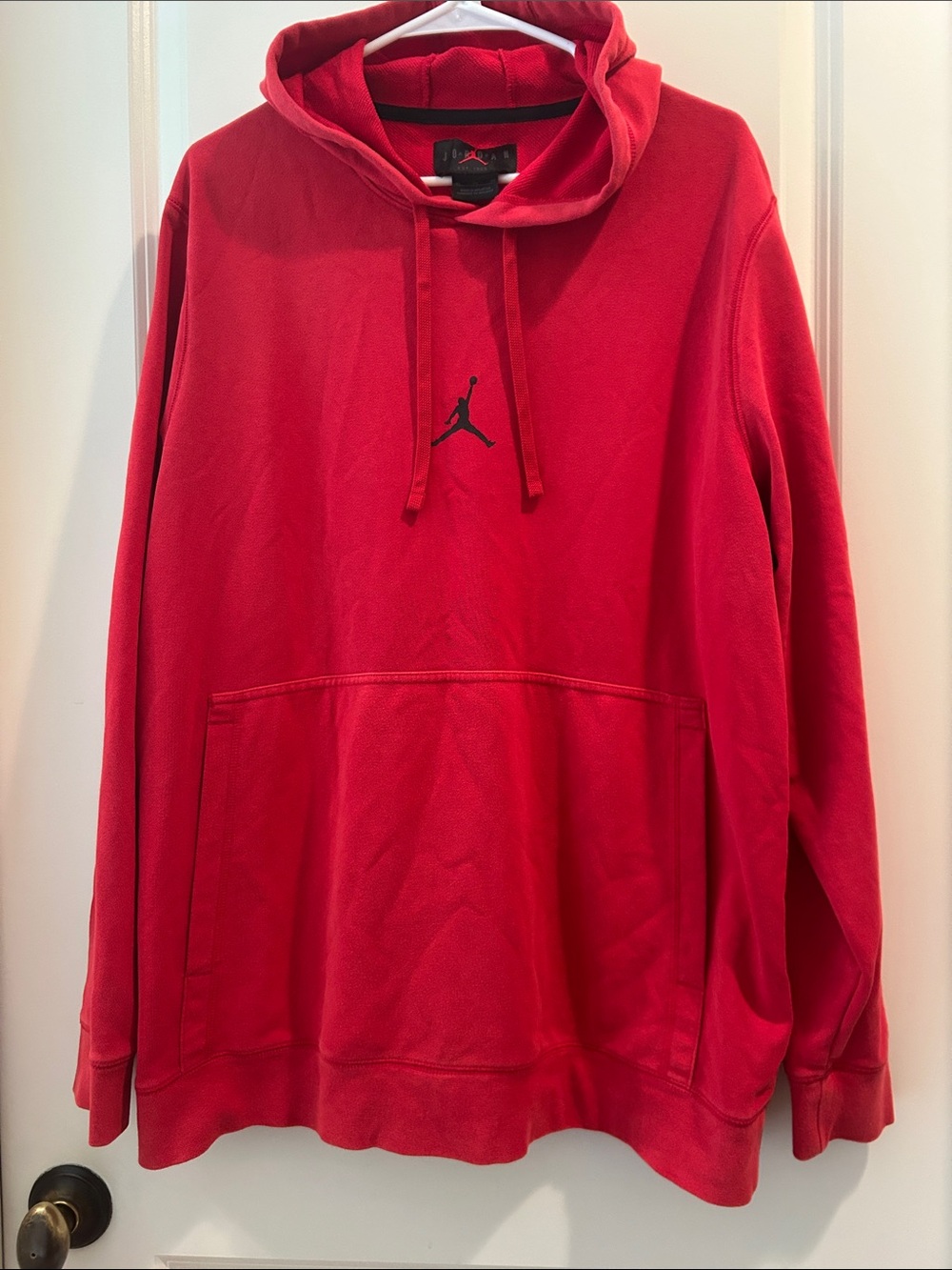 Jordan Red Pullover Hoodie with Black center Jumpman deep wide kangaroo pouch XL